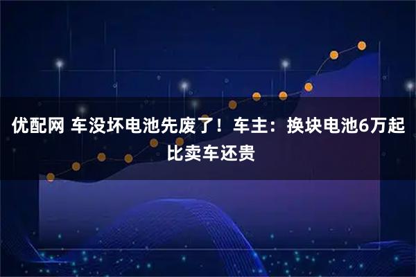 优配网 车没坏电池先废了！车主：换块电池6万起 比卖车还贵