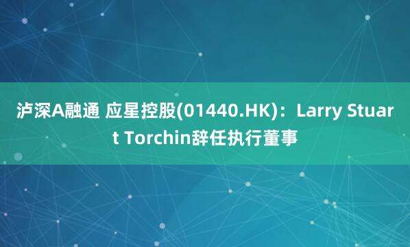 泸深A融通 应星控股(01440.HK)：Larry Stuart Torchin辞任执行董事